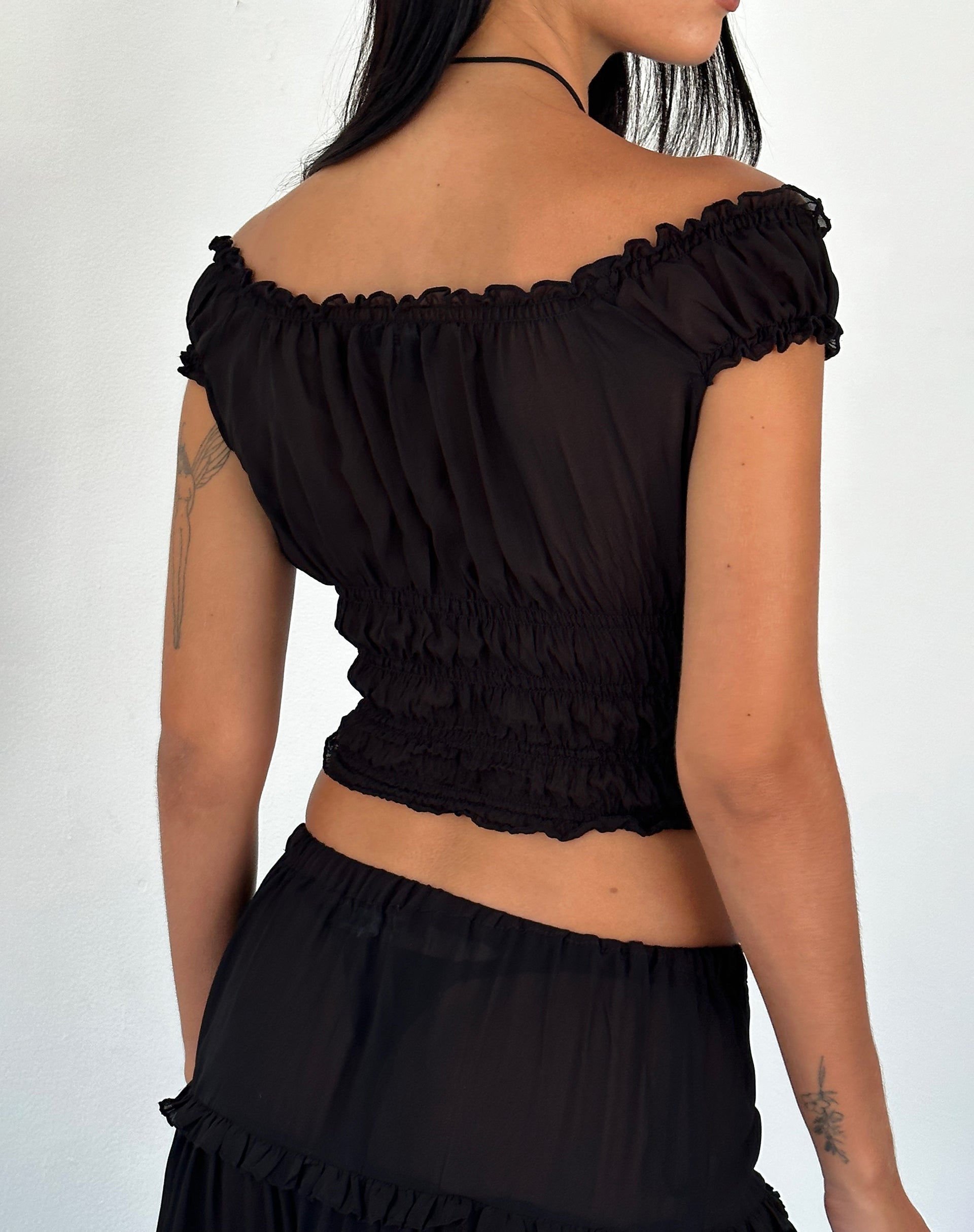 Dima Bow Cami Top in Black with White Binding